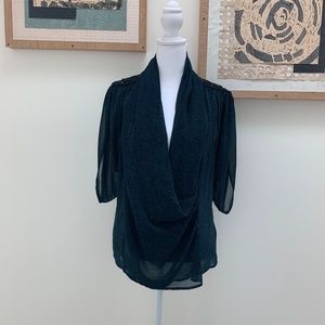 Elegant Teal sheer blouse with accents